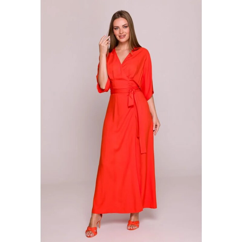 STYLOVE S406 Viskózové maxi šaty se zavinovacím vzorem -
