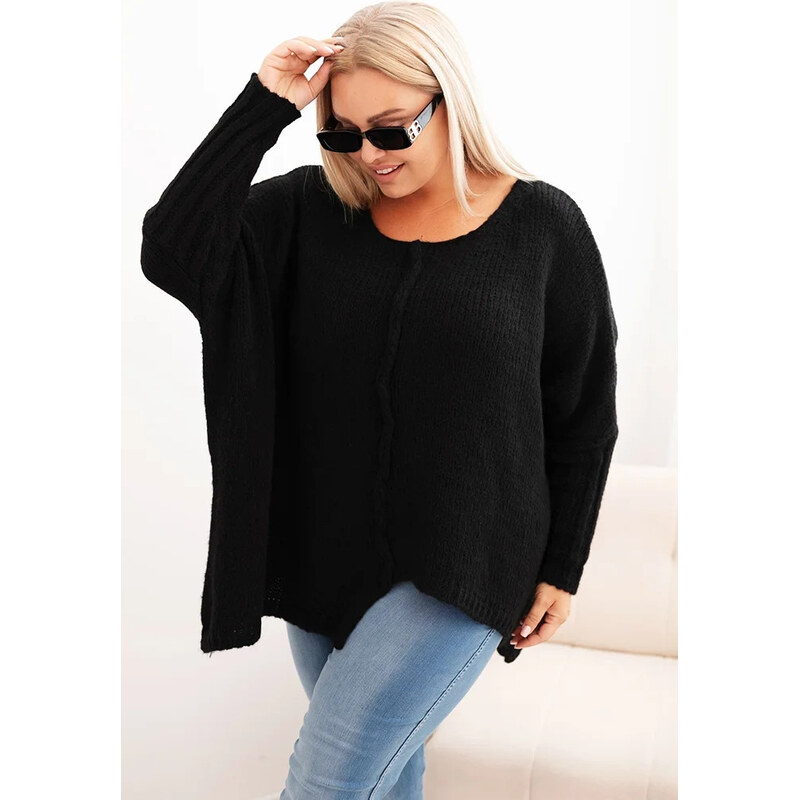 K-Fashion Svetr dámský Plus Size s akrylem volného střihu a