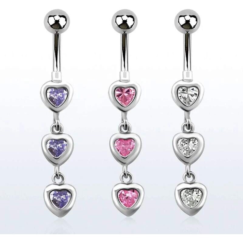 Achadirect Šperk do pupku se srdíčky a řetízkem MCDZ350 InfinityPierce 107469465