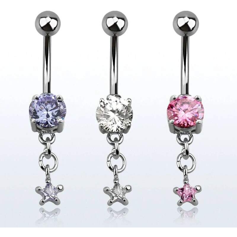 Achadirect Piercing do pupíku s kamínkem a řetízkem zakončený 107469462