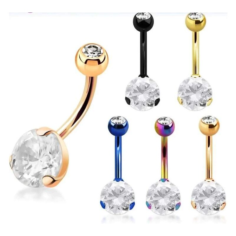 Achadirect Piercing do pupíku s čirým kamínkem BNRDZ8JBT 107469446