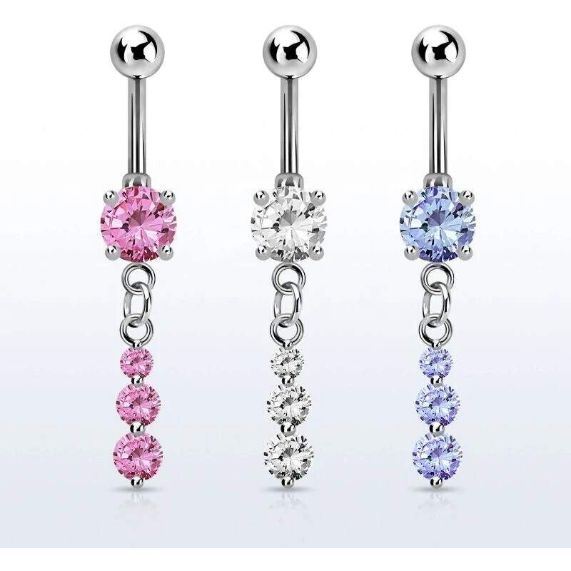 Achadirect Piercing do pupíku s kamínky a řetízkem MCDZ418 107469447