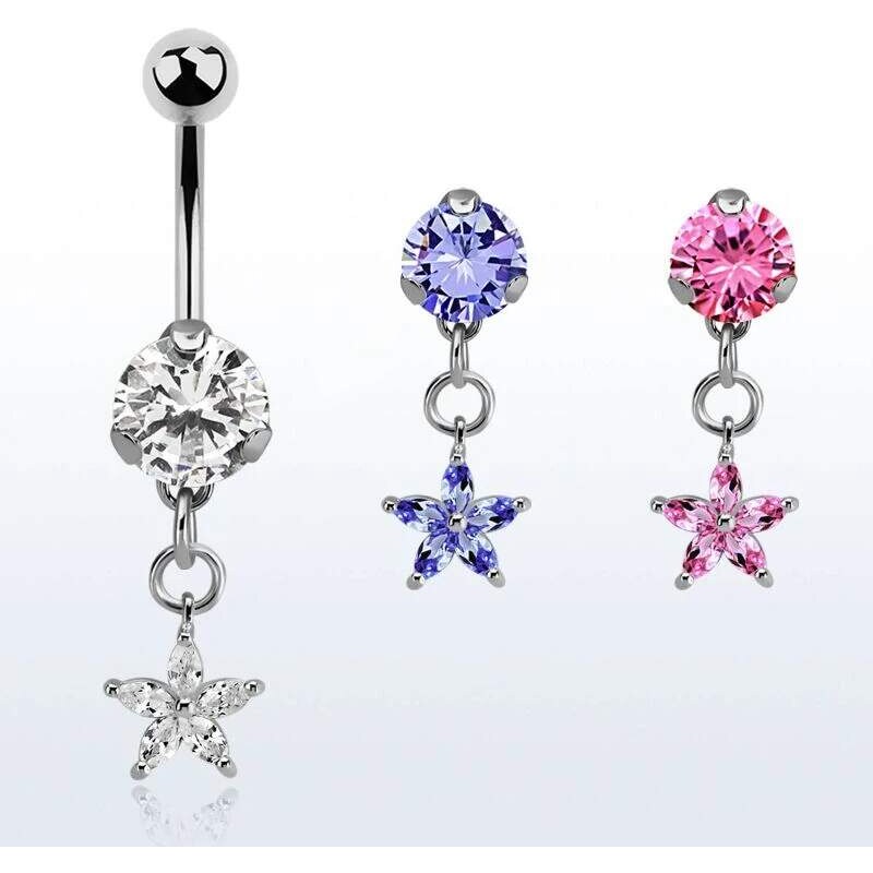 Achadirect Piercing do pupíku s hvězdičkou na řetízku BNRZ413 107469459