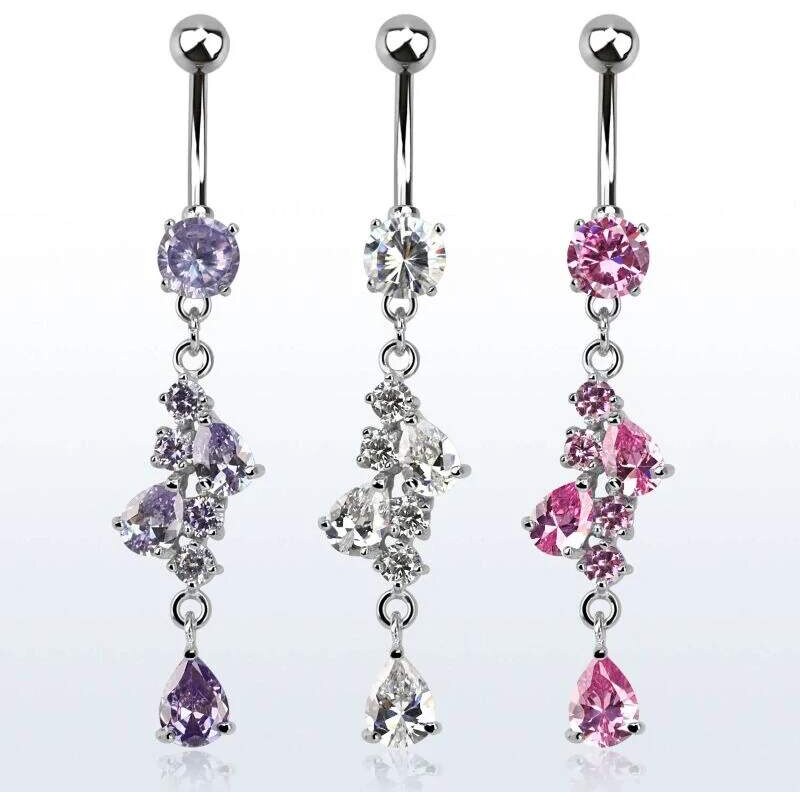 Achadirect Luxusní piercing do pupíku s kamínky v různých barvách 107469461
