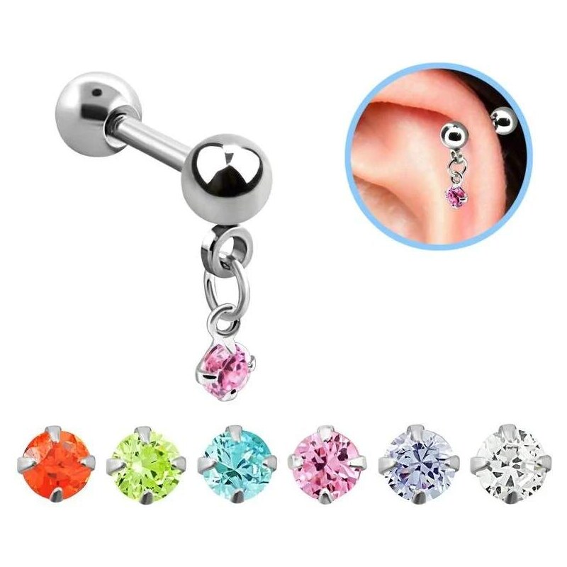 Achadirect Piercing do ucha s kamínkem a řetízkem BBERV3 107469451