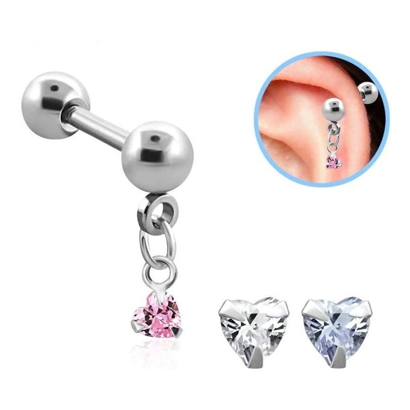 Achadirect Piercing do ucha se srdíčkem a řetízkem BBERV6 107469455
