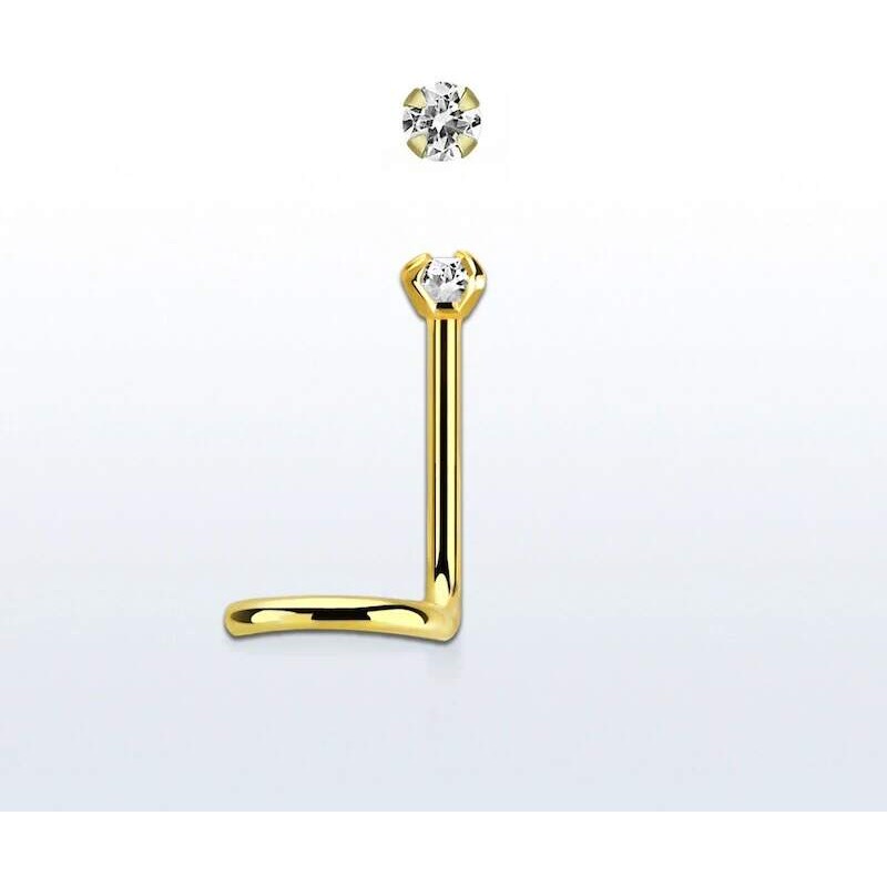 Achadirect Zlatý zahnutý piercing do nosu s kamínkem NWTZR2 107469497