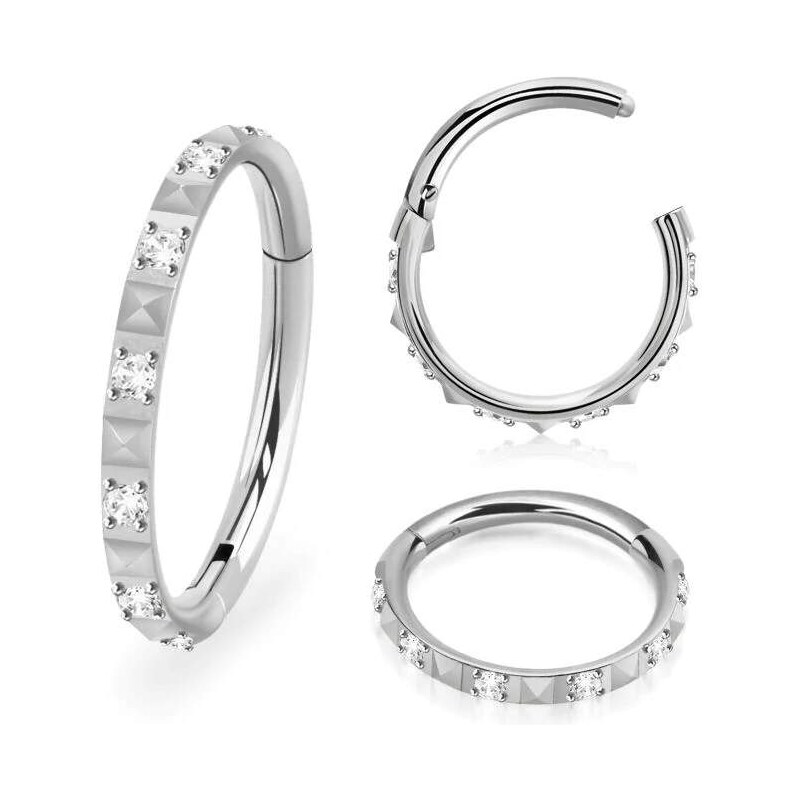 Achadirect Ocelový kroužek prokládaný krystaly SGSH44 InfinityPierce 107469523