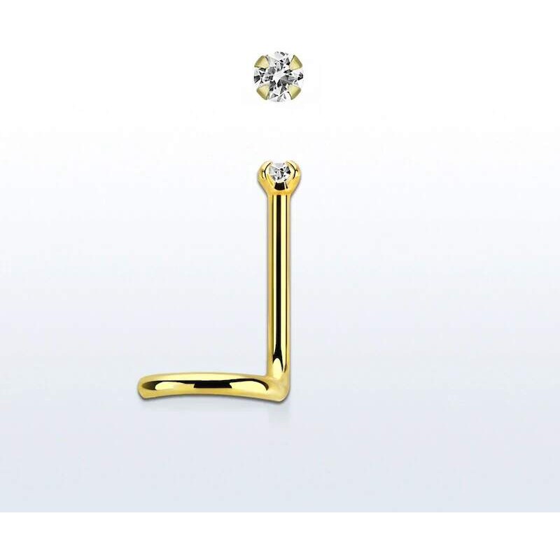 Achadirect Zlatý zahnutý Nostril piercing do nosu s barevným kamínkem 107469498