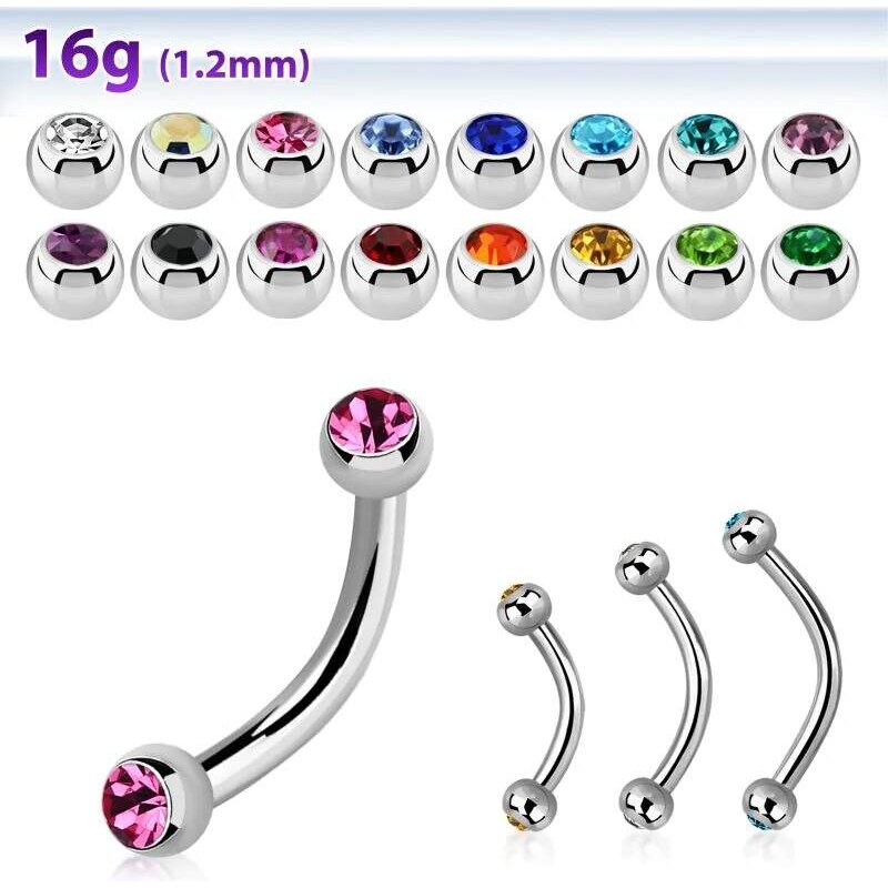 Achadirect Banánek s kamínkem (curved barbell) po obou stranách v 107469533