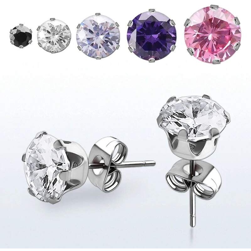 Achadirect Pár náušnic osazených kulatým krystalem ERZM InfinityPierce 107469539