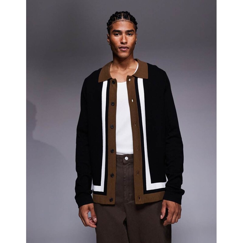 Hugo Red relaxed fit knitted cardigan in black