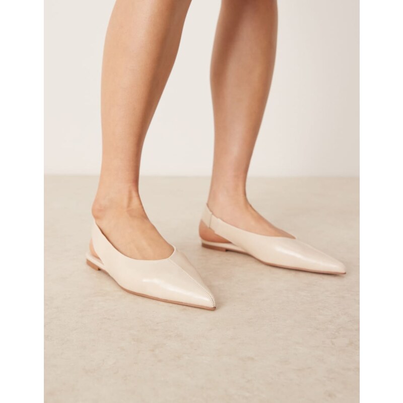 ASOS DESIGN Linford slingback ballets in off white