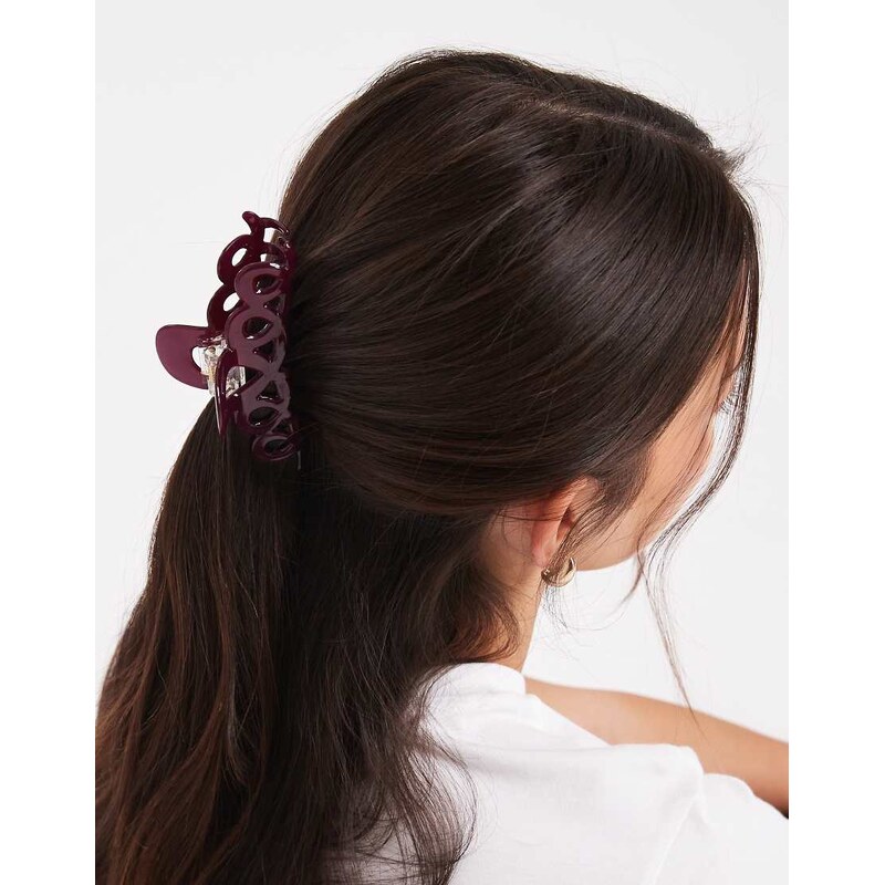 ASOS DESIGN swirly hair claw in plum-Purple