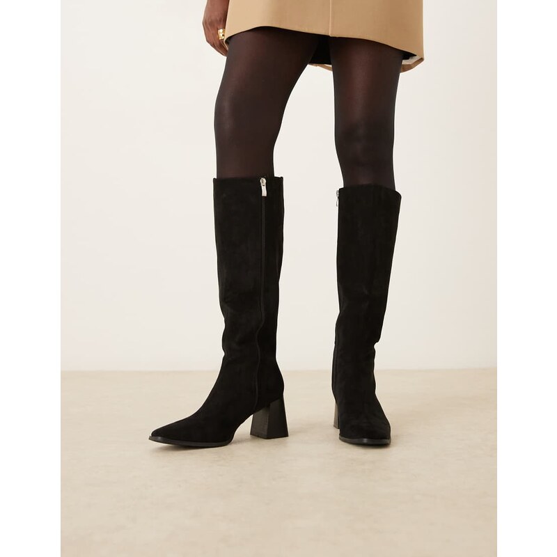 RAID Ishbel block heeled boots in black micro 115512242