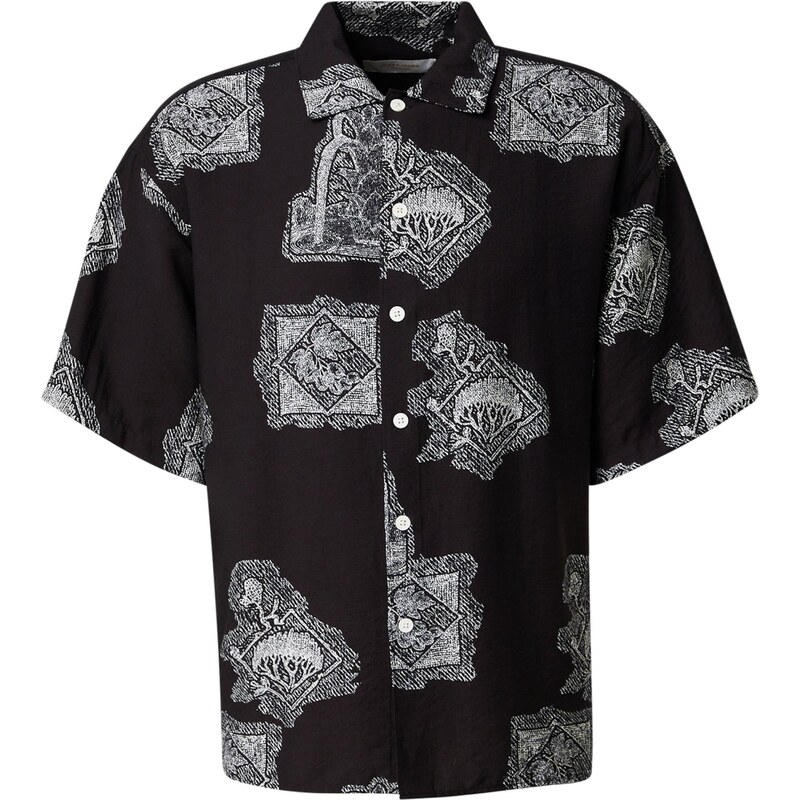 JACK & JONES Košile JORGRAMERCY černá / bílá