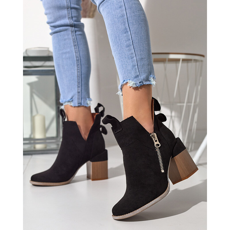 Resti Black womens boots on a square post Darera - Footwear
