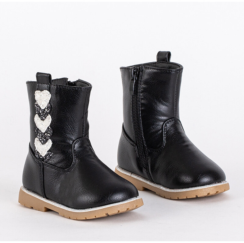 Resti Black girls boots with a decorative upper Nokimi -