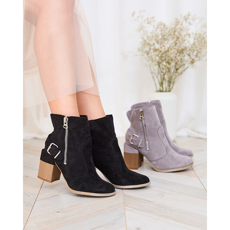 Resti Black eco-suede womens high stiletto boots Acimra