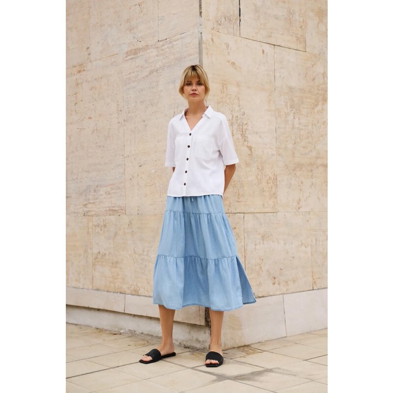 Marisse Womens Skirt L-Sc-4609 L.Blue 107895872