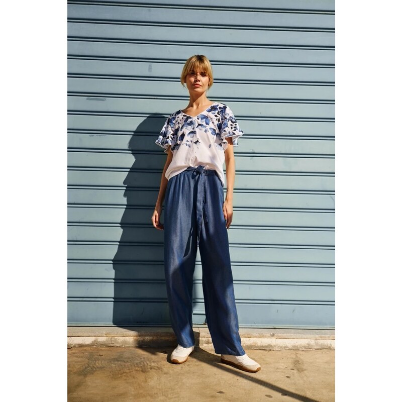 Marisse Blue Lyocell Pants