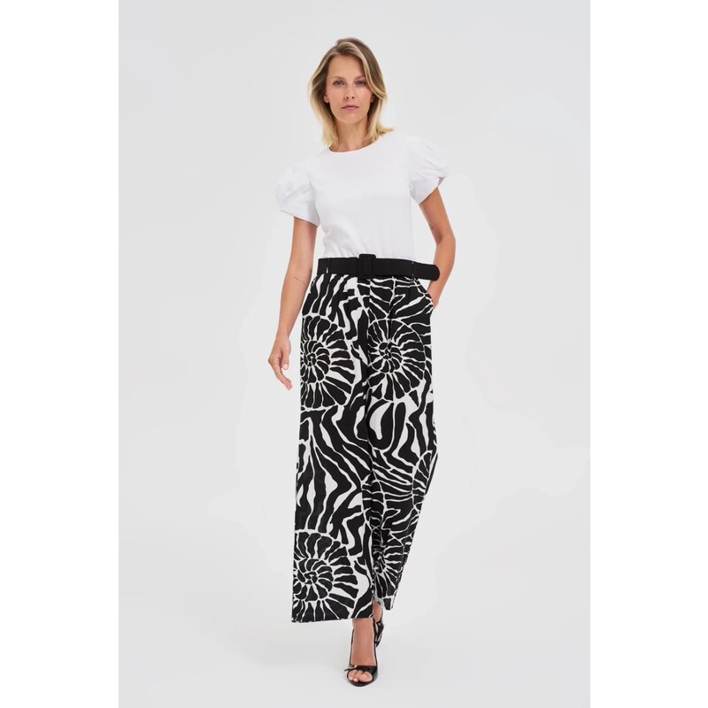 Marisse Viscose Trousers With A Belt, Black