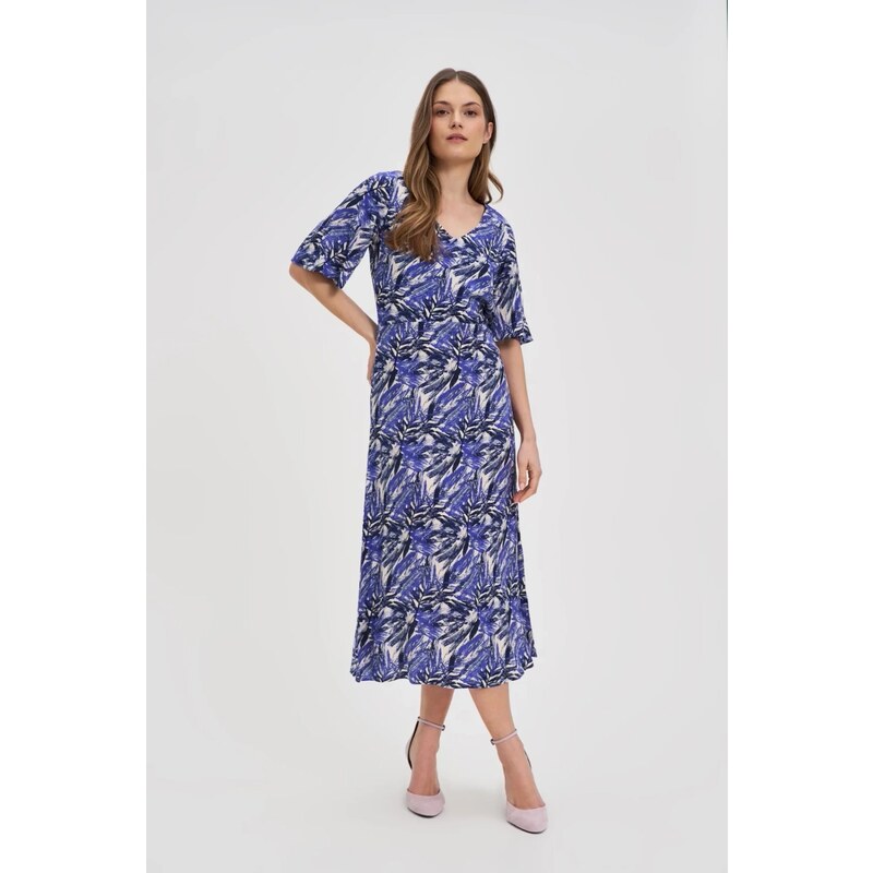 Marisse Navy Blue Viscose Midi Dress