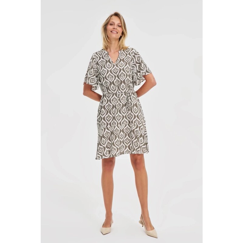 Marisse Patterned Olive Dress