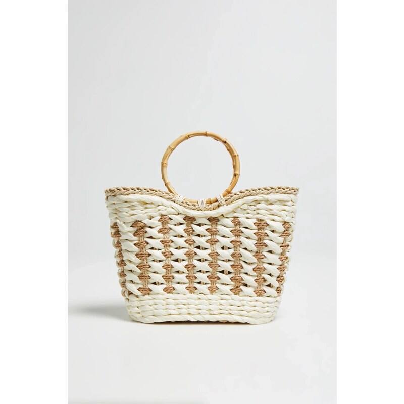 Marisse White Basket Bag