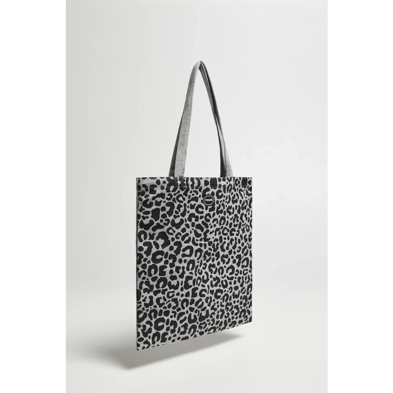Marisse Gray Animal Print Shopper Bag 107896057