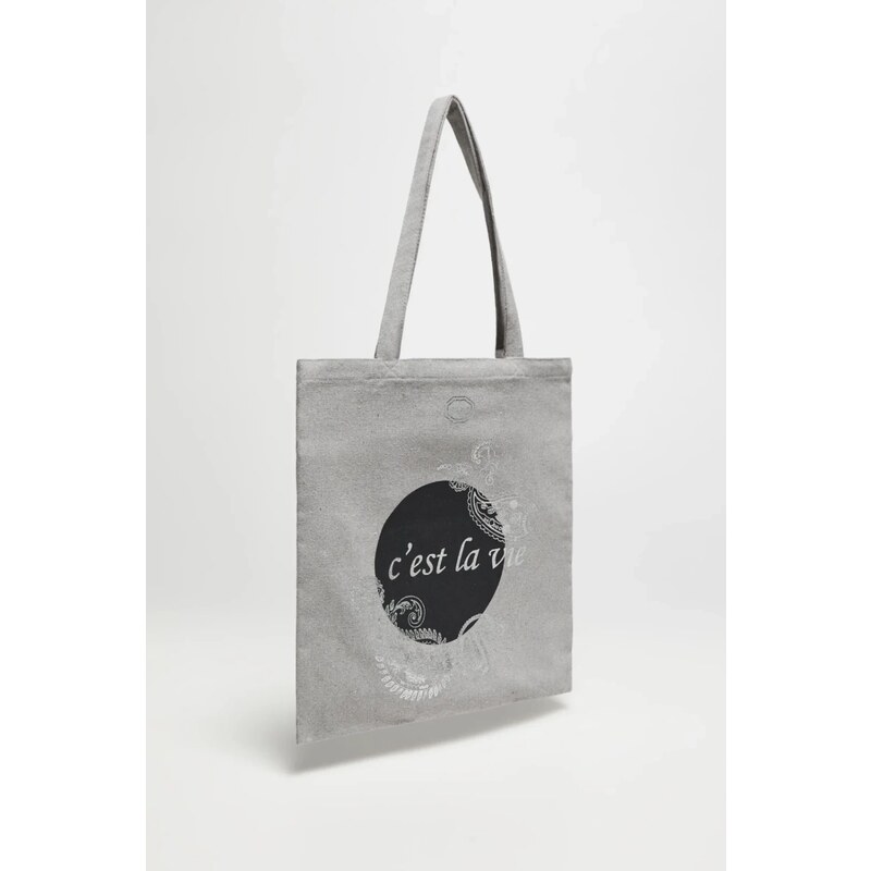 Marisse Gray Printed Shopper Bag 107896078