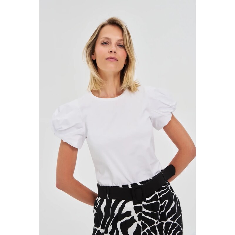 Marisse White Puff Sleeve Blouse