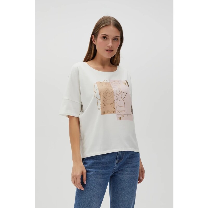 Marisse Womens T-Shirt L-Ts-4632 Off White