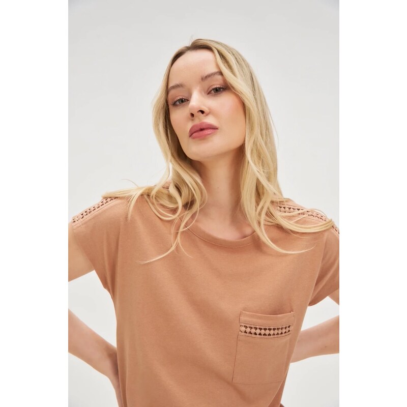 Marisse Womens T-Shirt L-Ts-4635 L.Brown