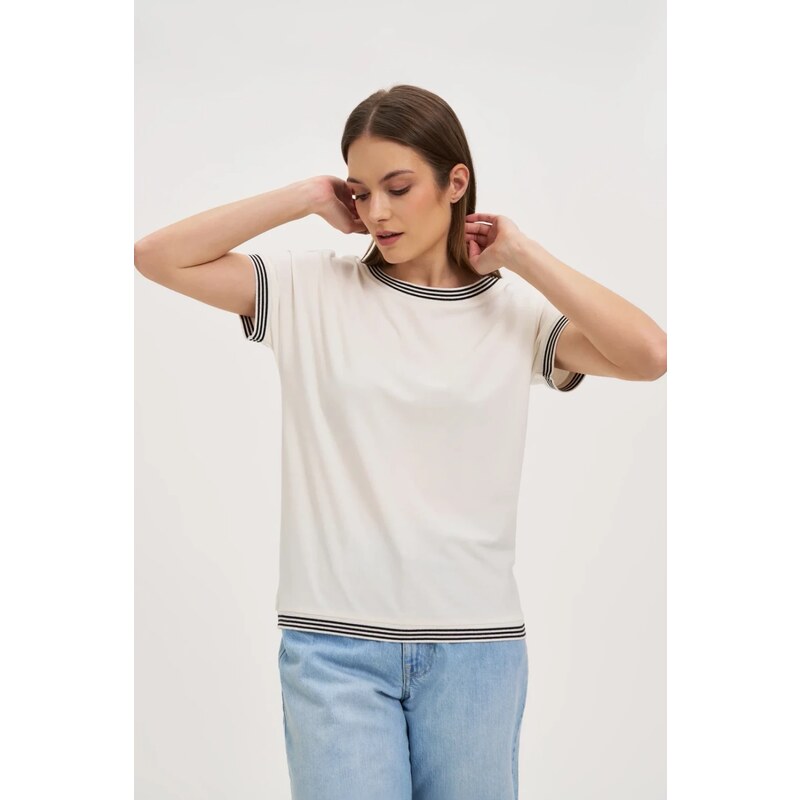 Marisse Womens T-Shirt L-Ts-4637 Off White