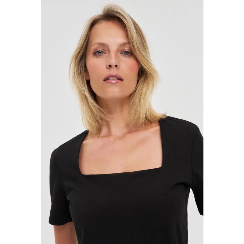 Marisse Black Diamond Neckline Blouse