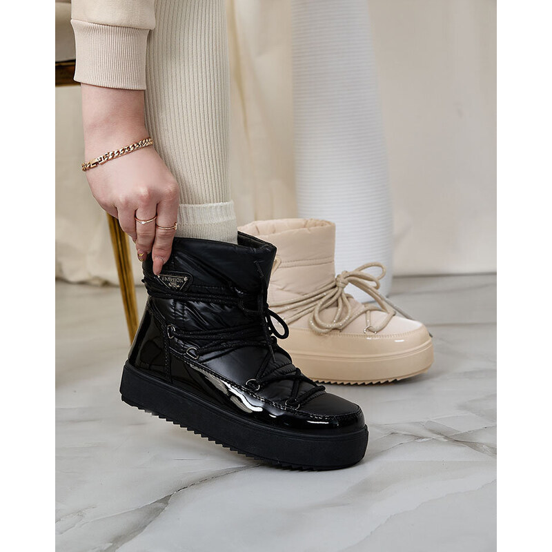 Resti Womens slip-on boots ala snow boots in black Nevsone