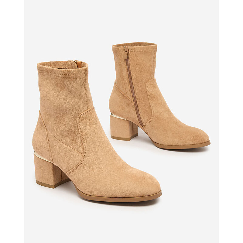 Resti Light brown womens low stiletto boots Rejerra