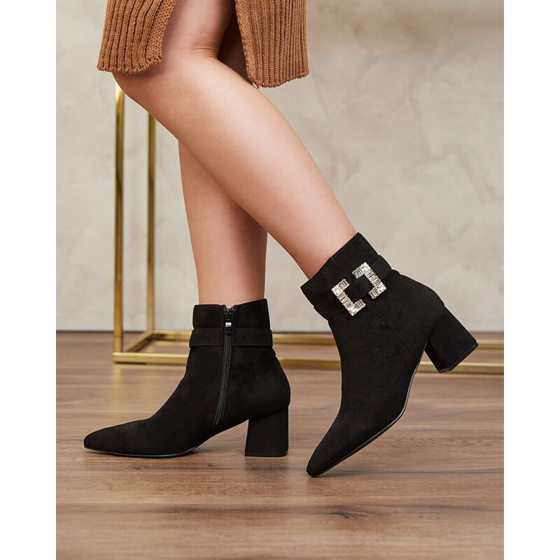 Resti Black womens low stiletto boots Masemart