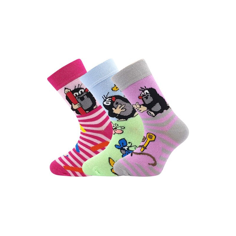 3PACK dětské ponožky Boma růžové (Krtek-Mix 1) 20/24