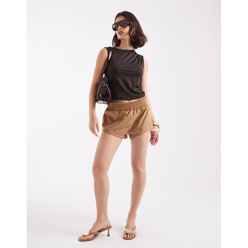 ONLY high neck sleveless top in chocolate brown