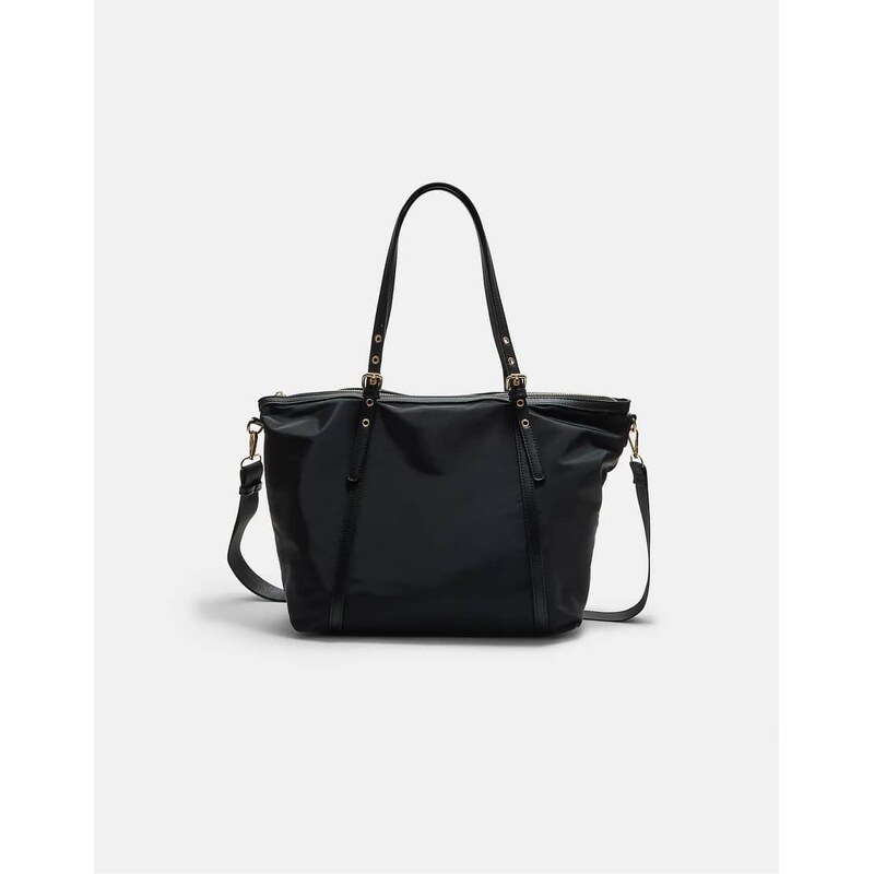 Stradivarius Contrast shopper bag in black 107908543