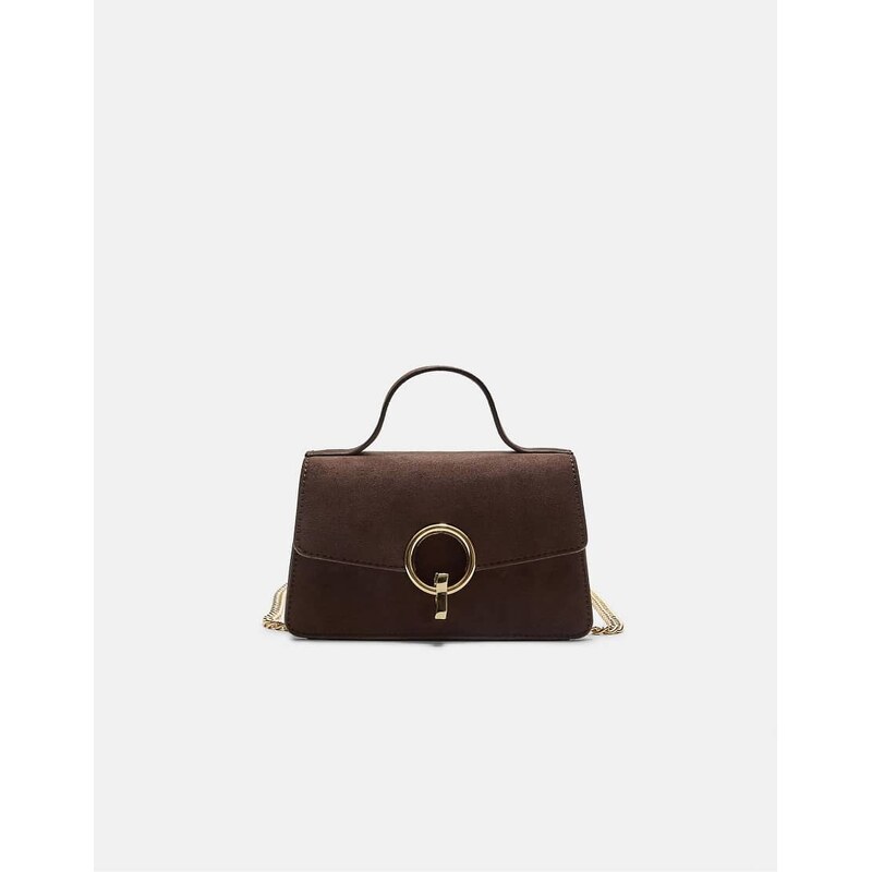 Stradivarius Crossbody bag with a round clasp in brown
