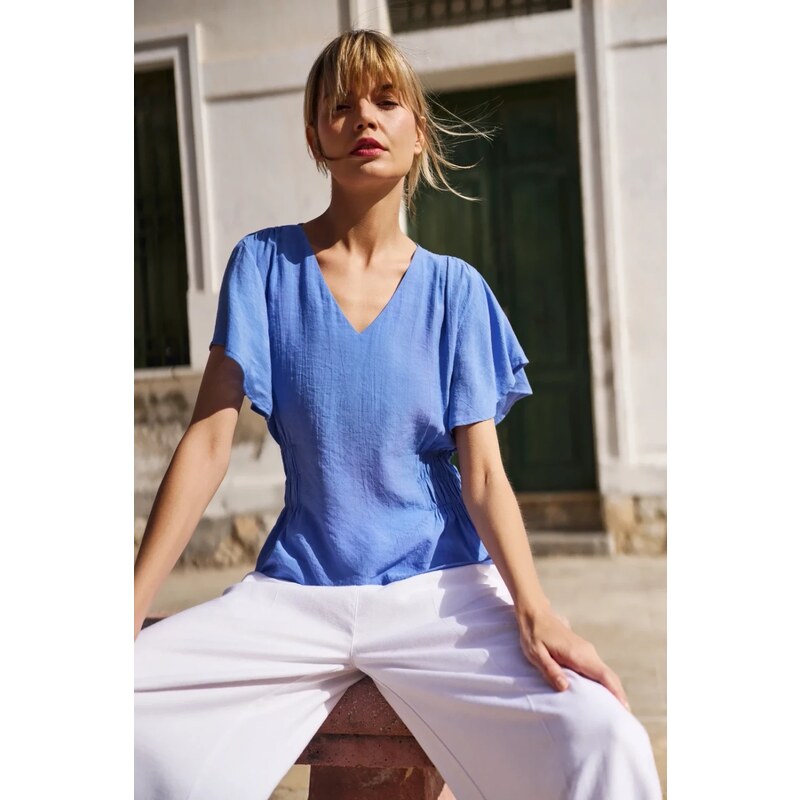 Marisse Womens Shirt L-Ko-4635 Blue