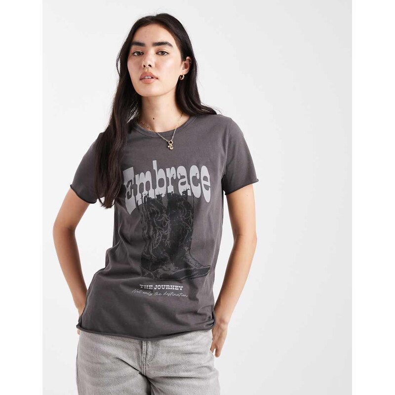 ONLY cowboy boots print t-shirt in grey
