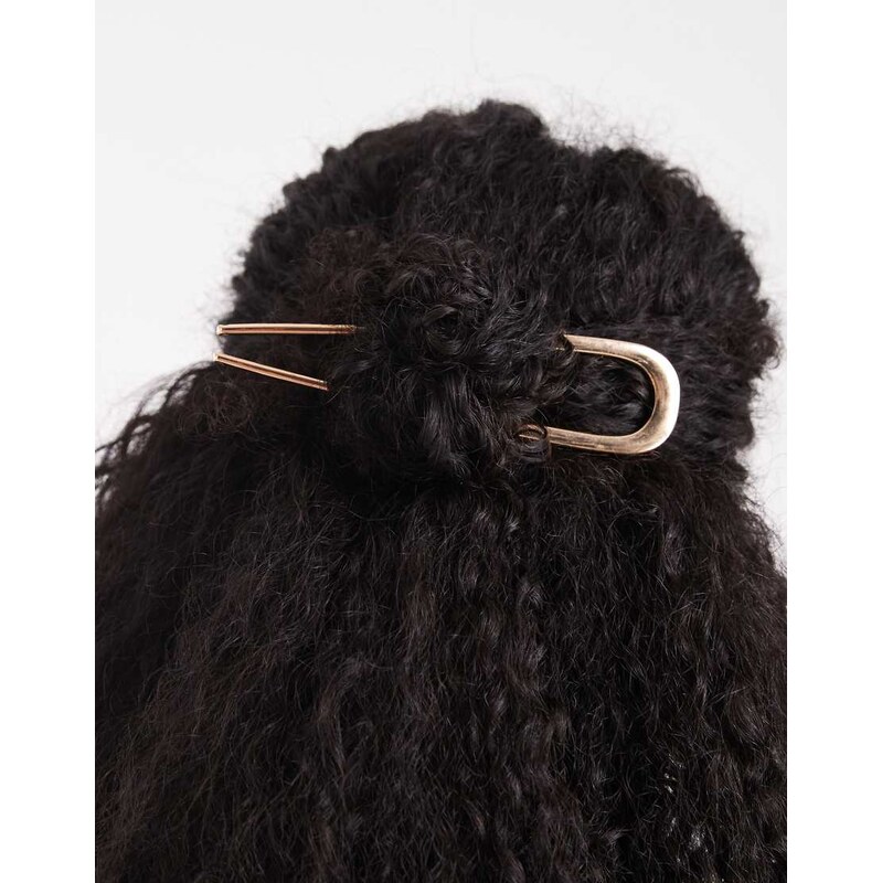 Pieces large french hair pin in gold tone 107903602
