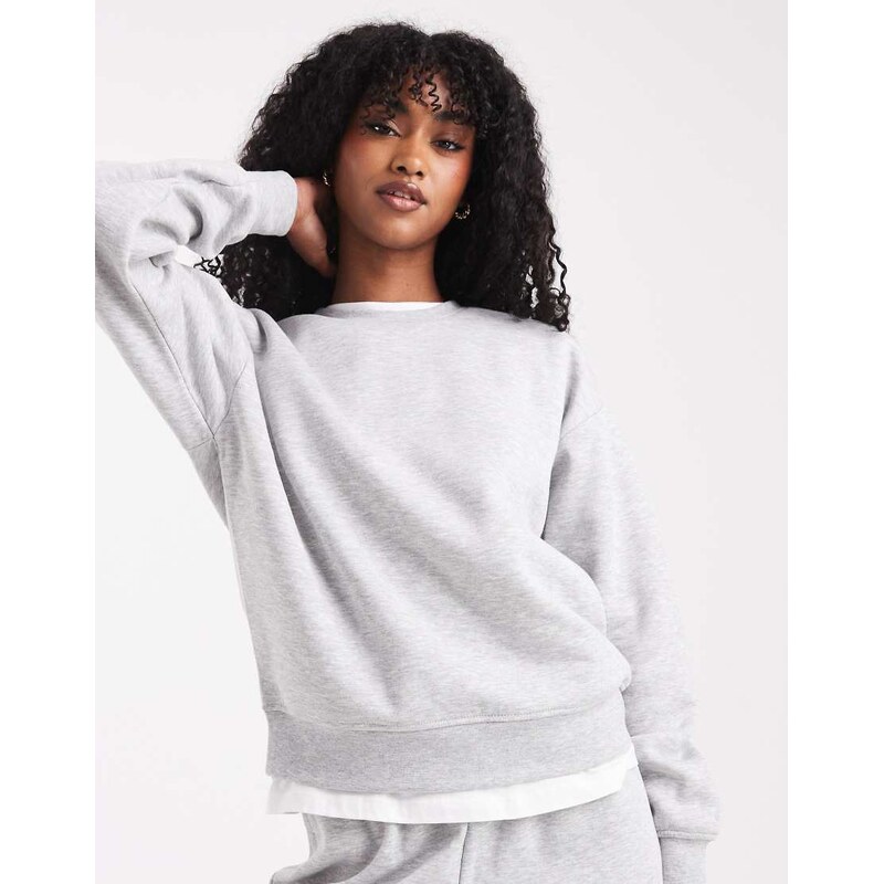 Pieces oversized sweatshirt co-ord in light grey melange