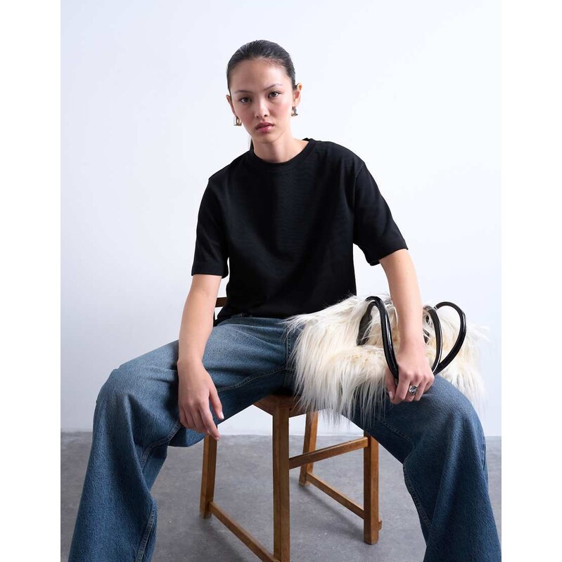 Topshop premium basic short sleeve tee in black