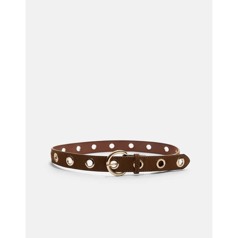 Stradivarius Belt with metallic eyelets in brown 107897718