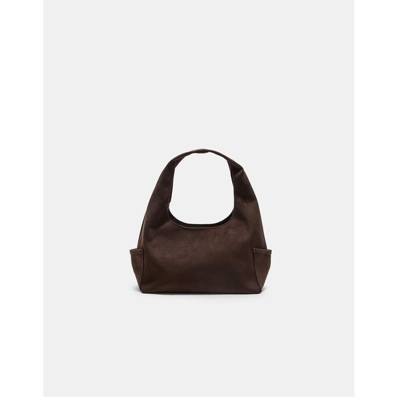 Stradivarius Faux suede shoulder bag with pockets in brown 107897721